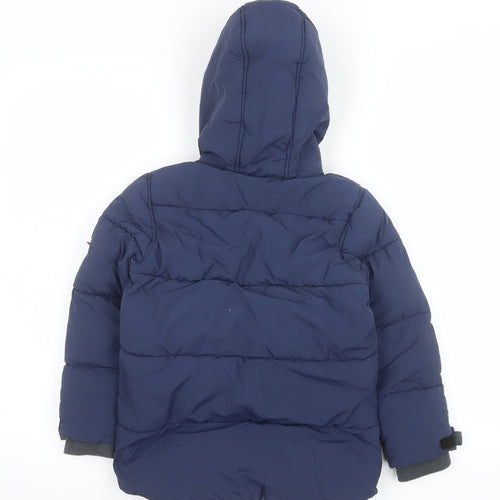 Next Boys Blue Hooded Puffer Jacket 4-5 Years Winter Lined Coat