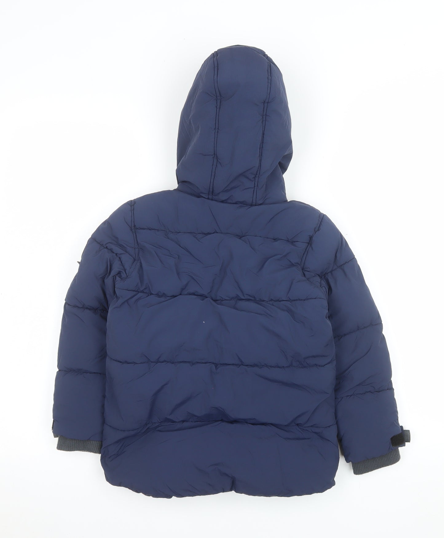 Next Boys Blue Hooded Puffer Jacket 4-5 Years Winter Lined Coat