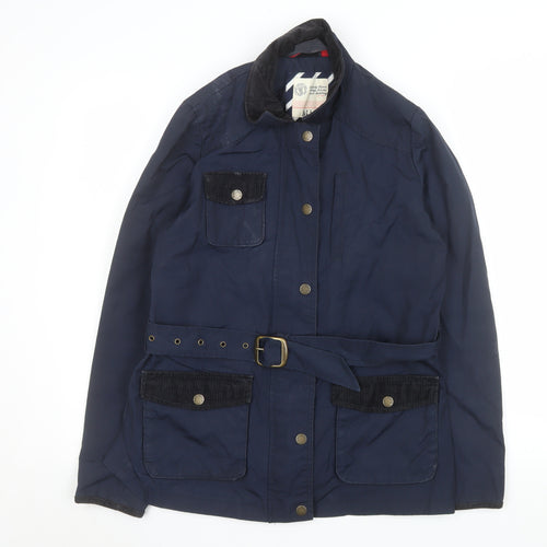 Fat Face Women's Blue Belted Parka Jacket Size 12 Lined Outdoor Style