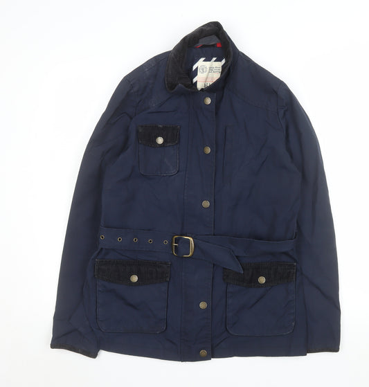 Fat Face Women's Blue Belted Parka Jacket Size 12 Lined Outdoor Style