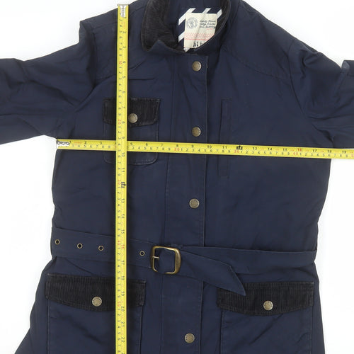 Fat Face Women's Blue Belted Parka Jacket Size 12 Lined Outdoor Style