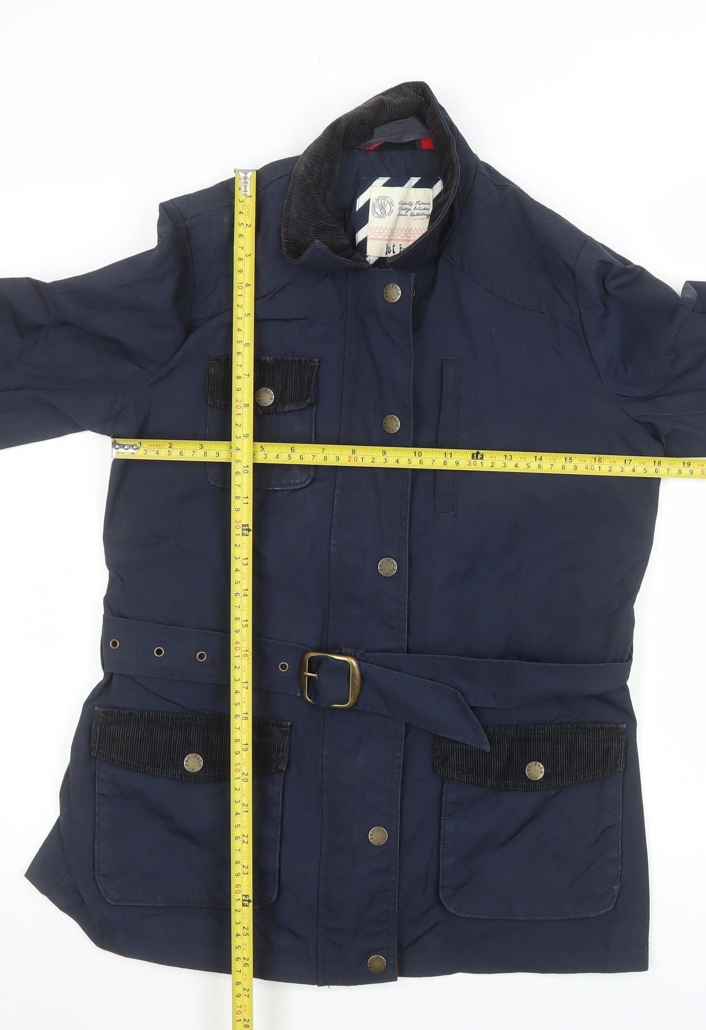 Fat Face Women's Blue Belted Parka Jacket Size 12 Lined Outdoor Style