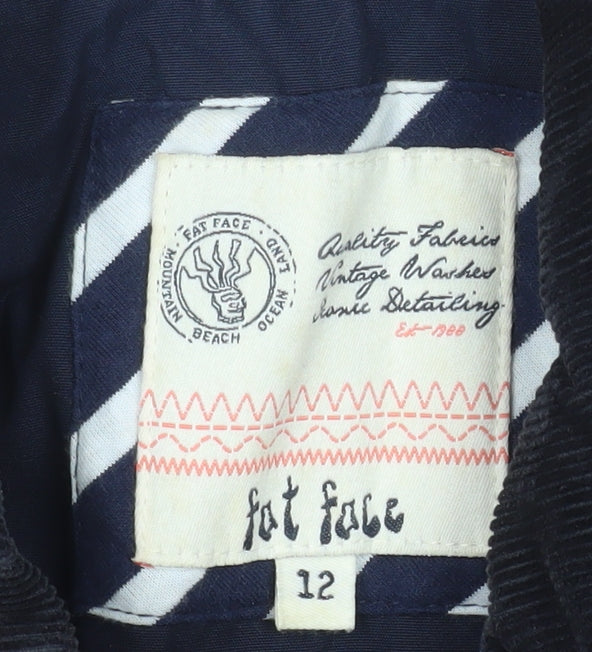 Fat Face Women's Blue Belted Parka Jacket Size 12 Lined Outdoor Style