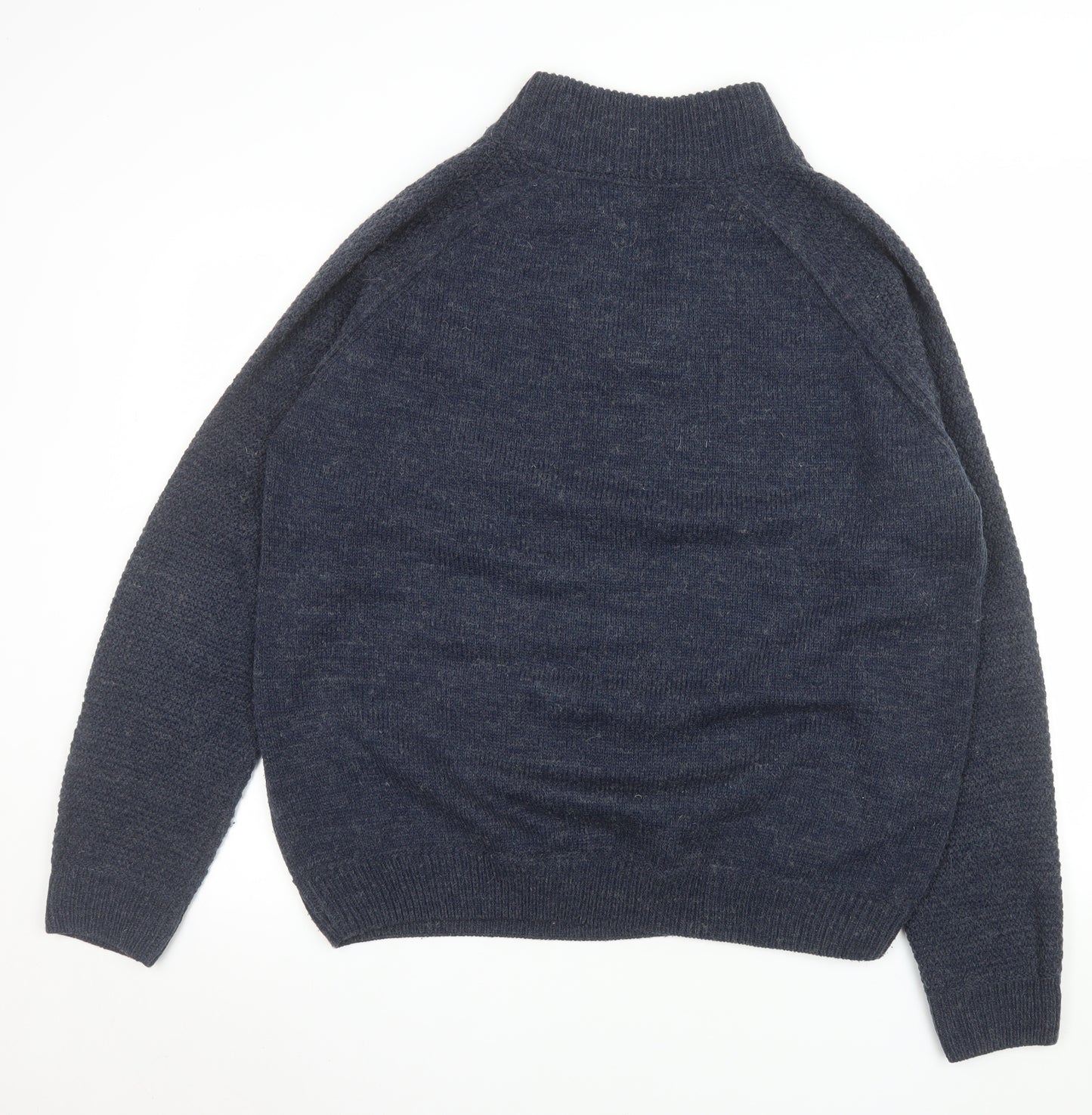 Eastex Men's Blue Henley Jumper XL Wool Blend Knit