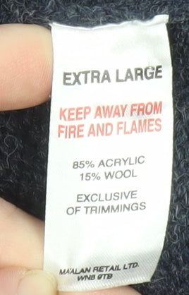 Eastex Men's Blue Henley Jumper XL Wool Blend Knit