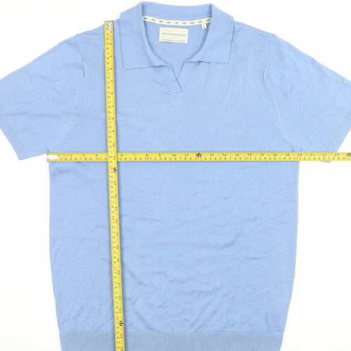 Avantgarde Paris Women Blue Knit Short Sleeve Polo Top Size L