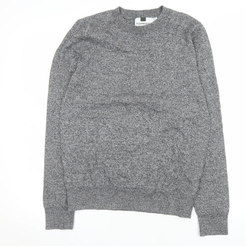 Topman Men's Grey Cotton Crew Neck Jumper Size S