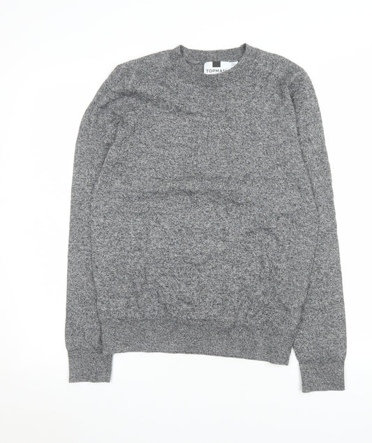 Topman Men's Grey Cotton Crew Neck Jumper Size S