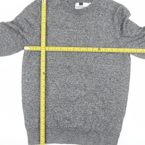 Topman Men's Grey Cotton Crew Neck Jumper Size S