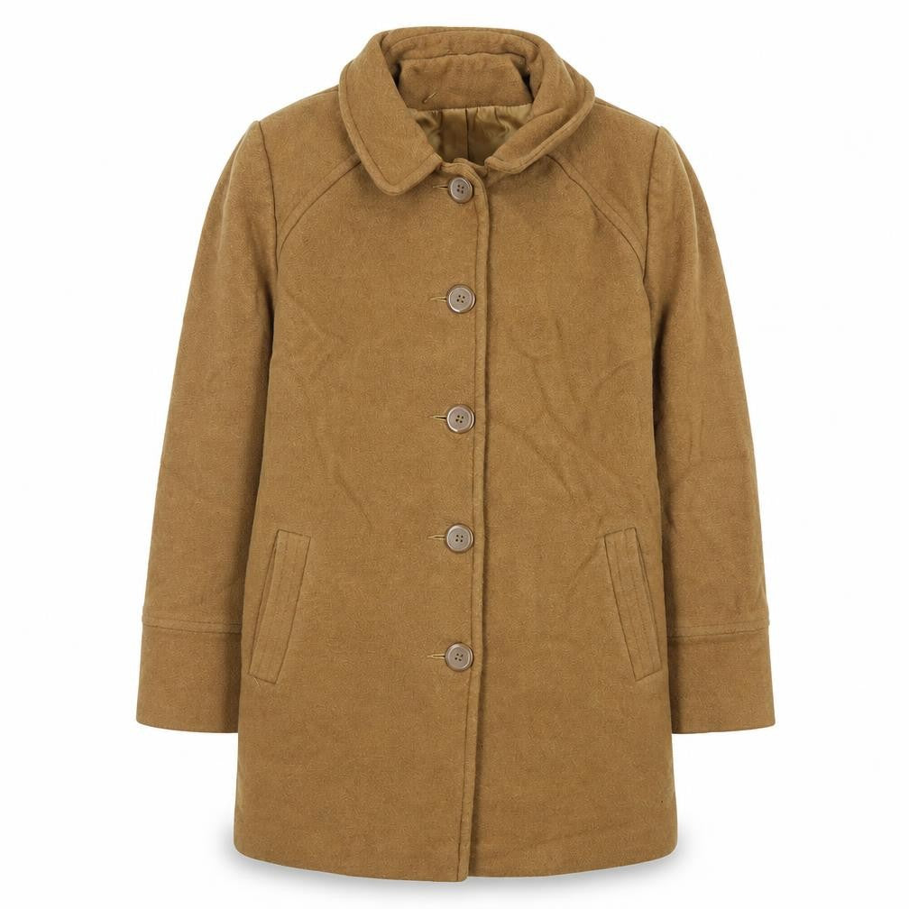 Front view of Honor Millburn Women’s Brown Wool Blend Mid-Length Coat, size UK 14