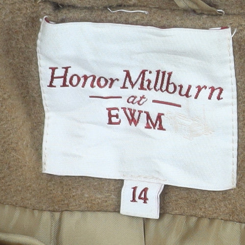 Honor Millburn Women’s Brown Wool Blend Mid-Length Coat Size 14