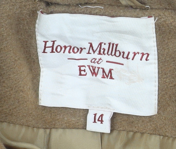 Honor Millburn Women’s Brown Wool Blend Mid-Length Coat Size 14