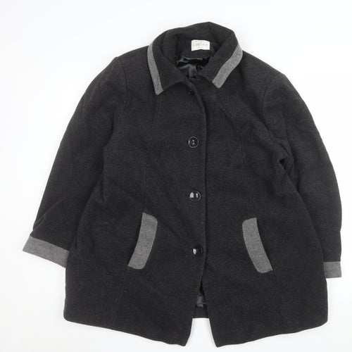 Eastex Women Black Wool Blend Mid-Length Coat Size 18