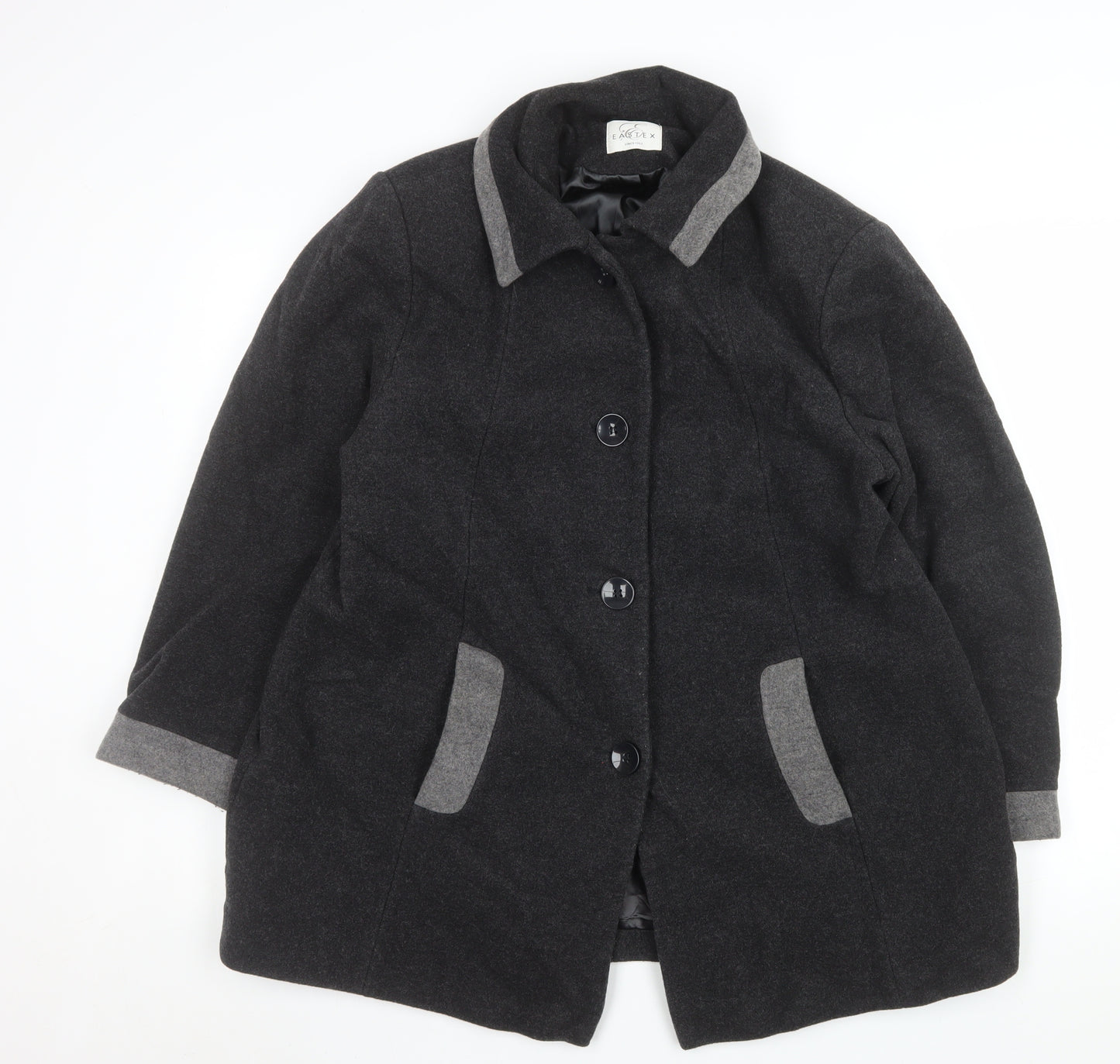 Eastex Women Black Wool Blend Mid-Length Coat Size 18