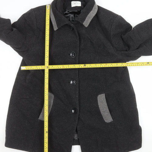 Eastex Women Black Wool Blend Mid-Length Coat Size 18