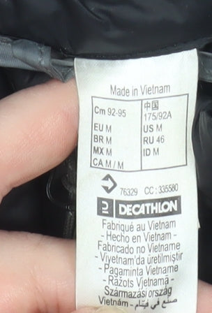 Decathlon Men's Black Lightweight Puffer Jacket Size M Regular