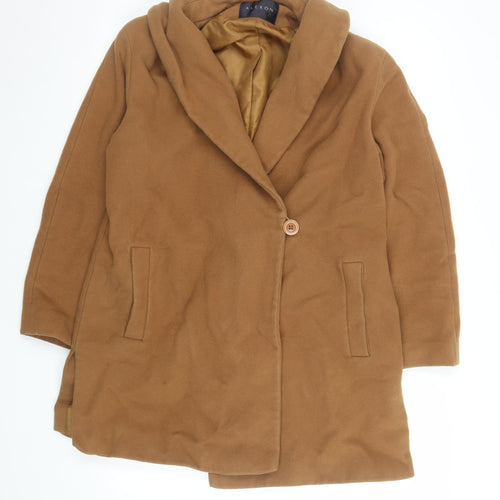Alexon Women Brown Wool Cashmere Mid-Length Overcoat UK 14