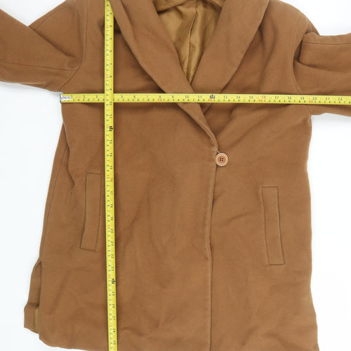 Alexon Women Brown Wool Cashmere Mid-Length Overcoat UK 14