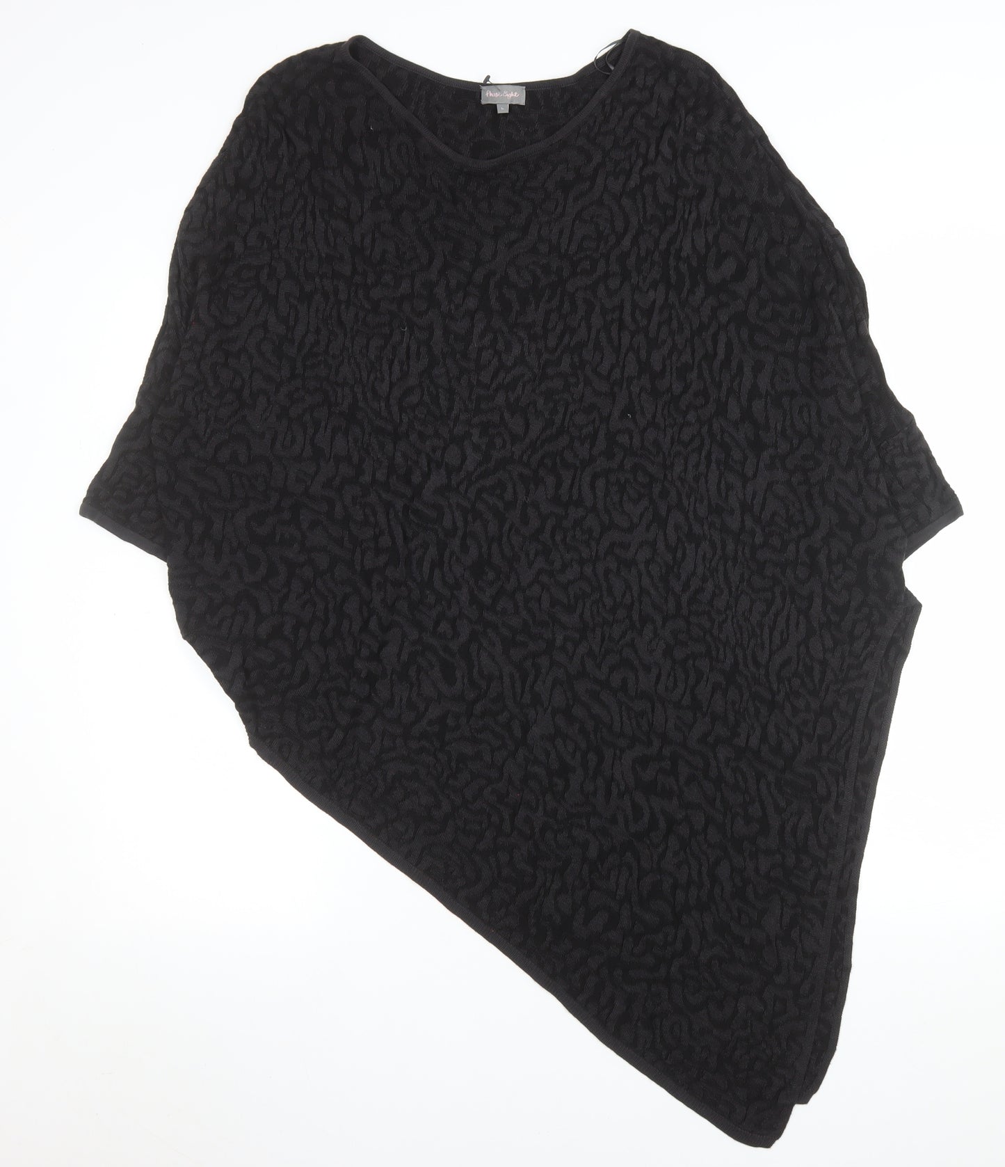 Phase Eight Women Black Animal Textured Tunic Top L Viscose Dolman Sleeve