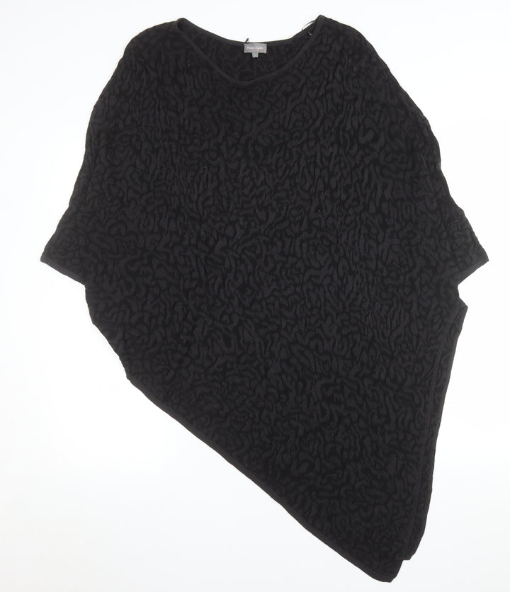 Phase Eight Women Black Animal Textured Tunic Top L Viscose Dolman Sleeve
