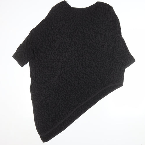 Phase Eight Women Black Animal Textured Tunic Top L Viscose Dolman Sleeve