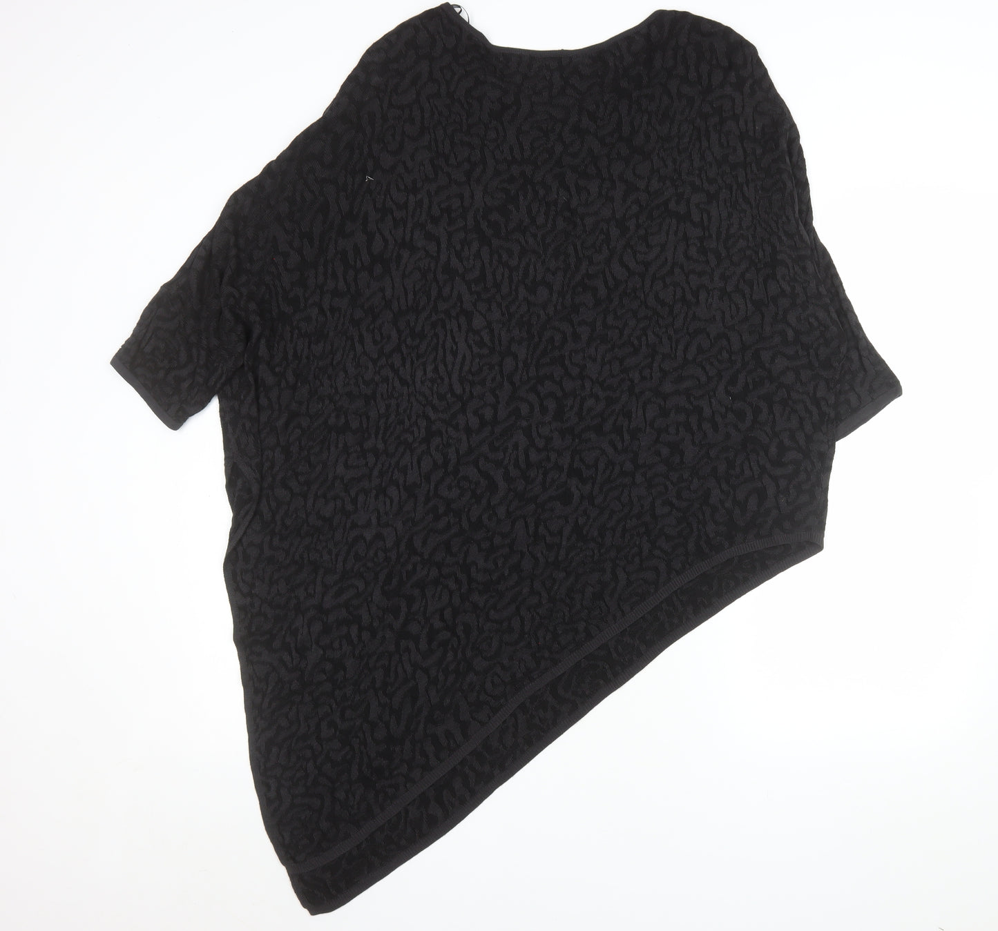 Phase Eight Women Black Animal Textured Tunic Top L Viscose Dolman Sleeve