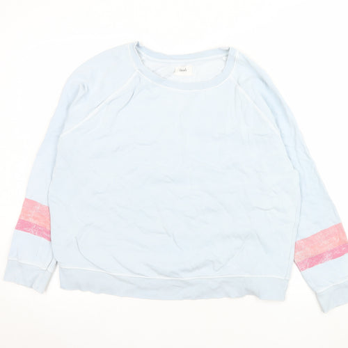 Hush Women Blue Small Pullover Sweatshirt with Pink Stripes
