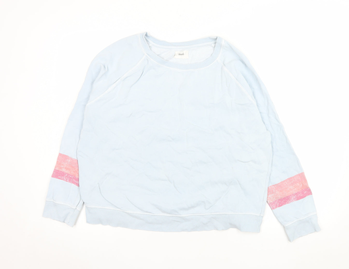 Hush Women Blue Small Pullover Sweatshirt with Pink Stripes