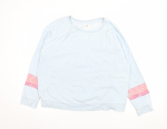 Hush Women Blue Small Pullover Sweatshirt with Pink Stripes