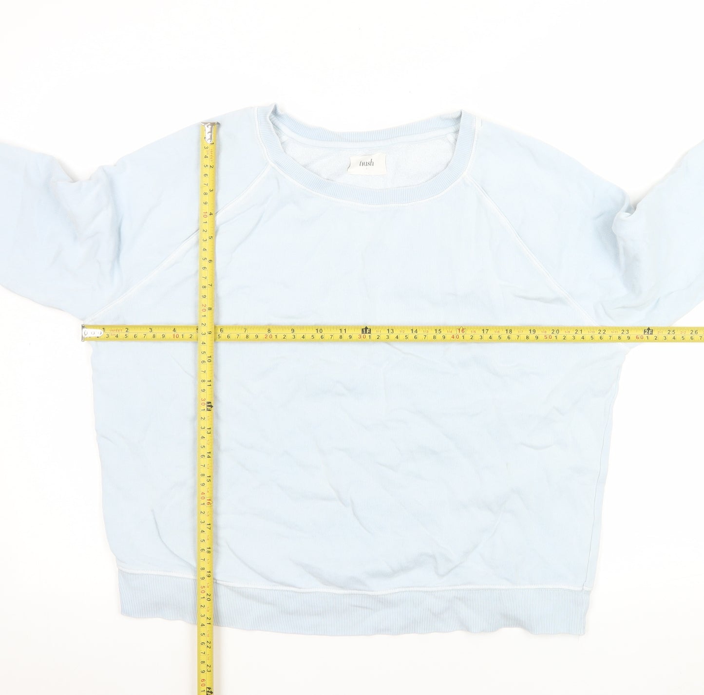 Hush Women Blue Small Pullover Sweatshirt with Pink Stripes