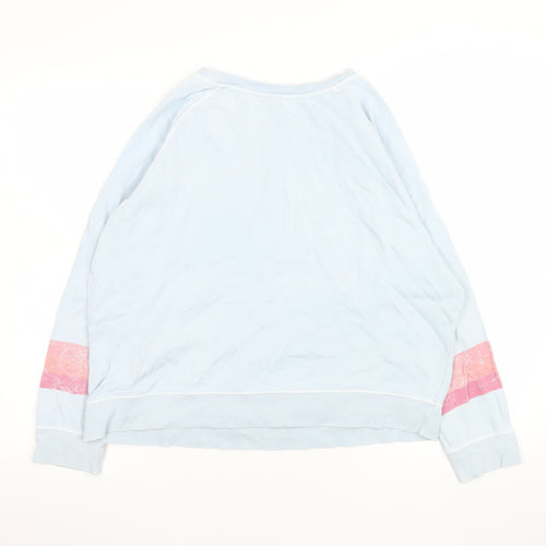 Hush Women Blue Small Pullover Sweatshirt with Pink Stripes