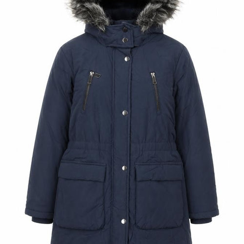 Next Girls Blue Faux Fur Hooded Long Parka Coat 9 Years Winter Jacket