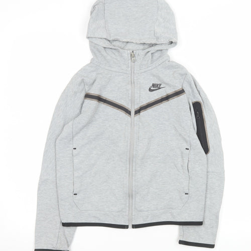 Nike Boys Grey Hooded Tech Fleece Track Jacket M 11-12 Years