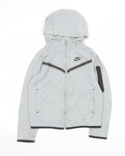 Nike Boys Grey Hooded Tech Fleece Track Jacket M 11-12 Years