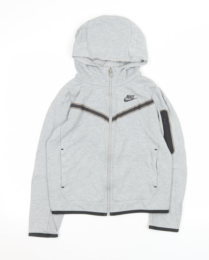 Nike Boys Grey Hooded Tech Fleece Track Jacket M 11-12 Years