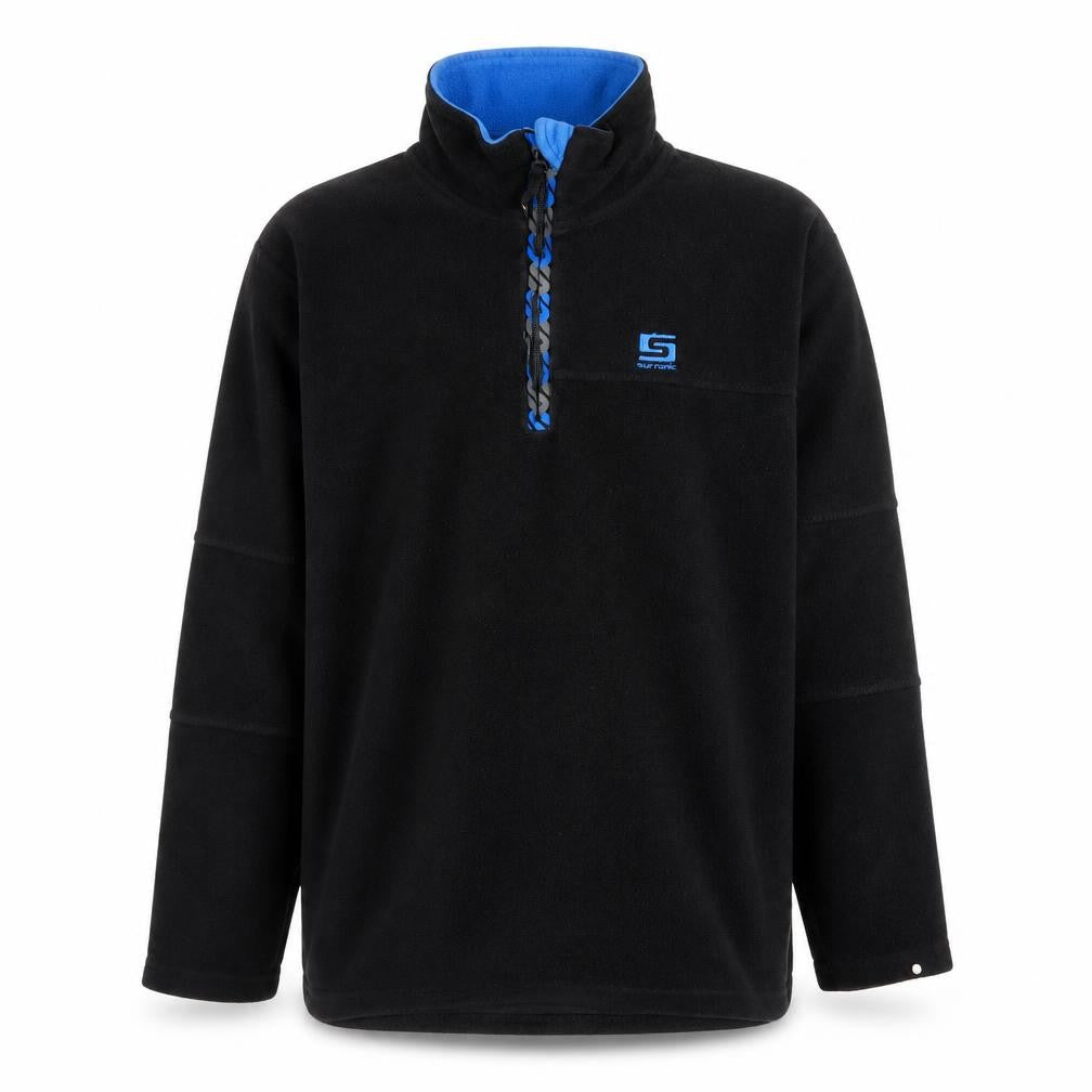 Front view of Surfanic Men's Black Fleece 1/4 Zip Pullover Sweatshirt M