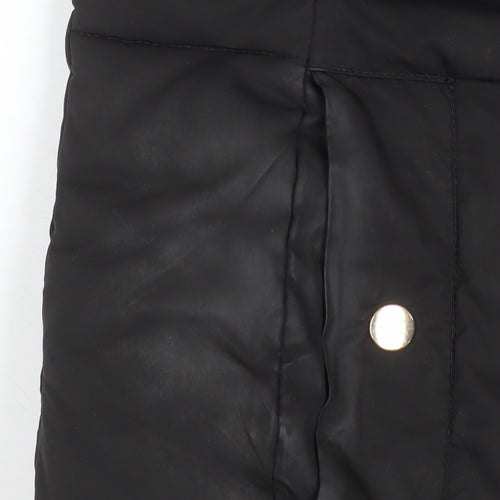 Miss Selfridge Women’s Black Faux Fur Hooded Puffer Jacket Size 8