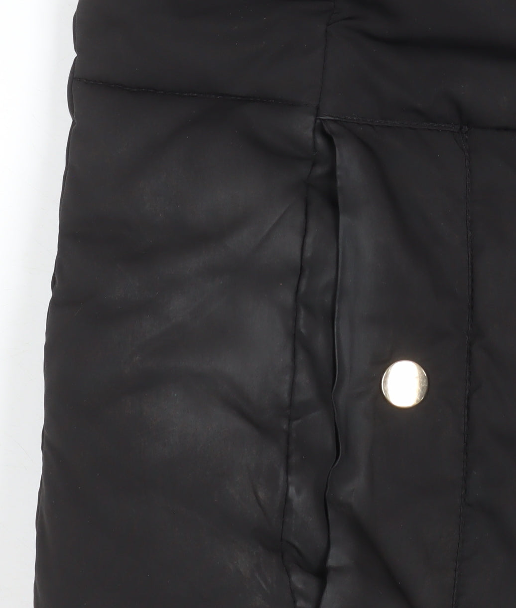 Miss Selfridge Women’s Black Faux Fur Hooded Puffer Jacket Size 8