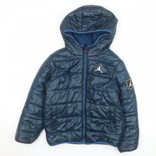 Jordan Boys Blue Hooded Puffer Jacket 7 Years Polyester Winter Coat