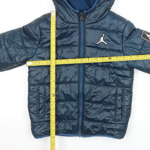 Jordan Boys Blue Hooded Puffer Jacket 7 Years Polyester Winter Coat