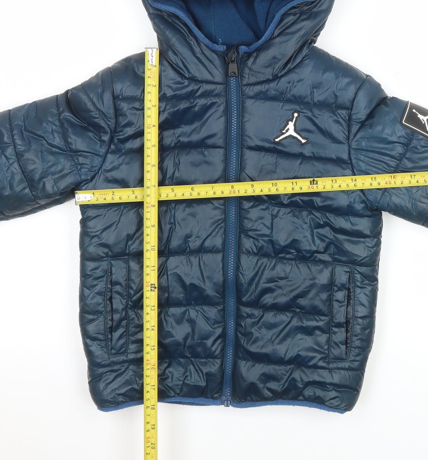 Jordan Boys Blue Hooded Puffer Jacket 7 Years Polyester Winter Coat