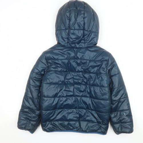 Jordan Boys Blue Hooded Puffer Jacket 7 Years Polyester Winter Coat