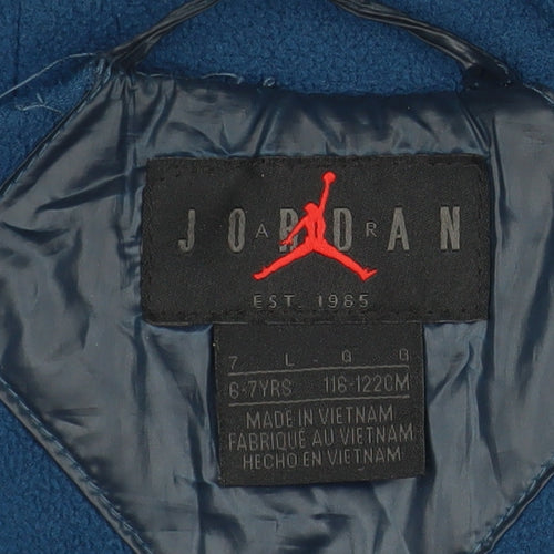 Jordan Boys Blue Hooded Puffer Jacket 7 Years Polyester Winter Coat