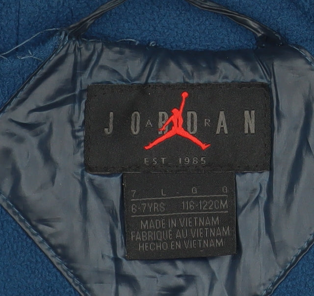 Jordan Boys Blue Hooded Puffer Jacket 7 Years Polyester Winter Coat
