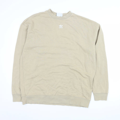 Adidas Men Beige 3XL Crew Neck Pullover Sweatshirt
