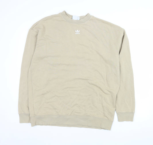Adidas Men Beige 3XL Crew Neck Pullover Sweatshirt