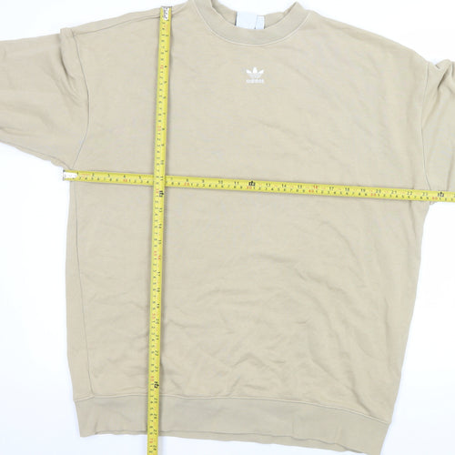 Adidas Men Beige 3XL Crew Neck Pullover Sweatshirt