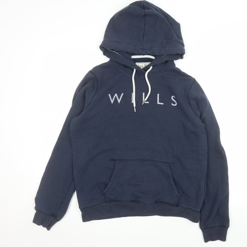 Jack Wills Women's Navy Blue Pullover Hoodie UK 14 Cotton Blend