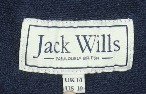 Jack Wills Women's Navy Blue Pullover Hoodie UK 14 Cotton Blend