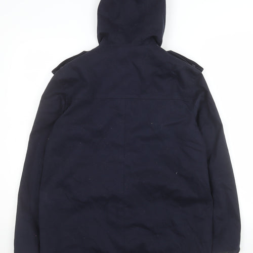 Cotton Traders Women's Navy Duffle Coat S Hooded Toggle Mid-Length